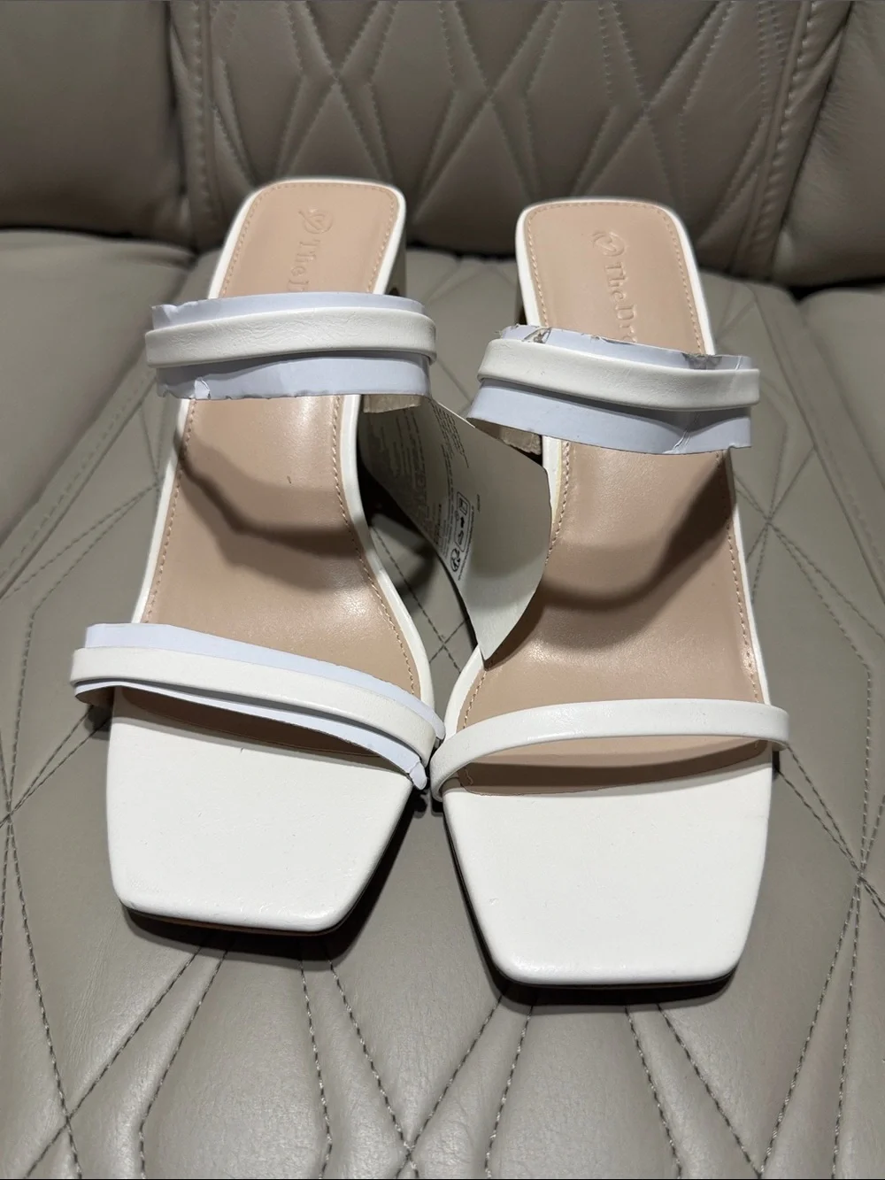 Avery White Strappy Block Heel Sandal by Unknown Brand